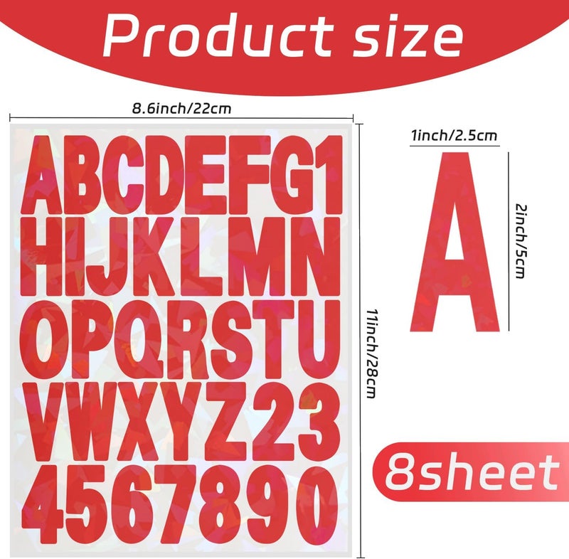 starboling Letter Stickers,2 inch 8 Sheets Red Alphabet Sticker,Self Adhesive Vinyl Letter Stickers Mailbox Numbers,for Arts Crafts Outdoor Sign Poster Mailbox Sign Doors Mailboxes Car Truck - Image 2